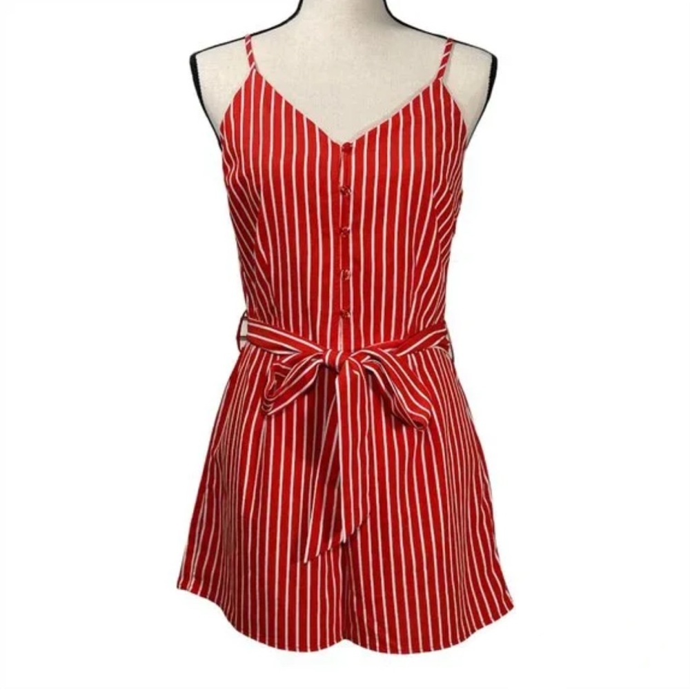 Sweet Wanderer Striped Orange and White Romper